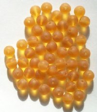 50 8mm Transparent Matte Topaz Round Glass Beads